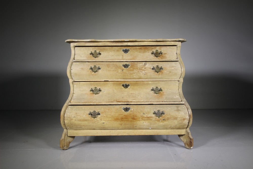 Shapely 18th Century Antique Painted Pine Commode Chest