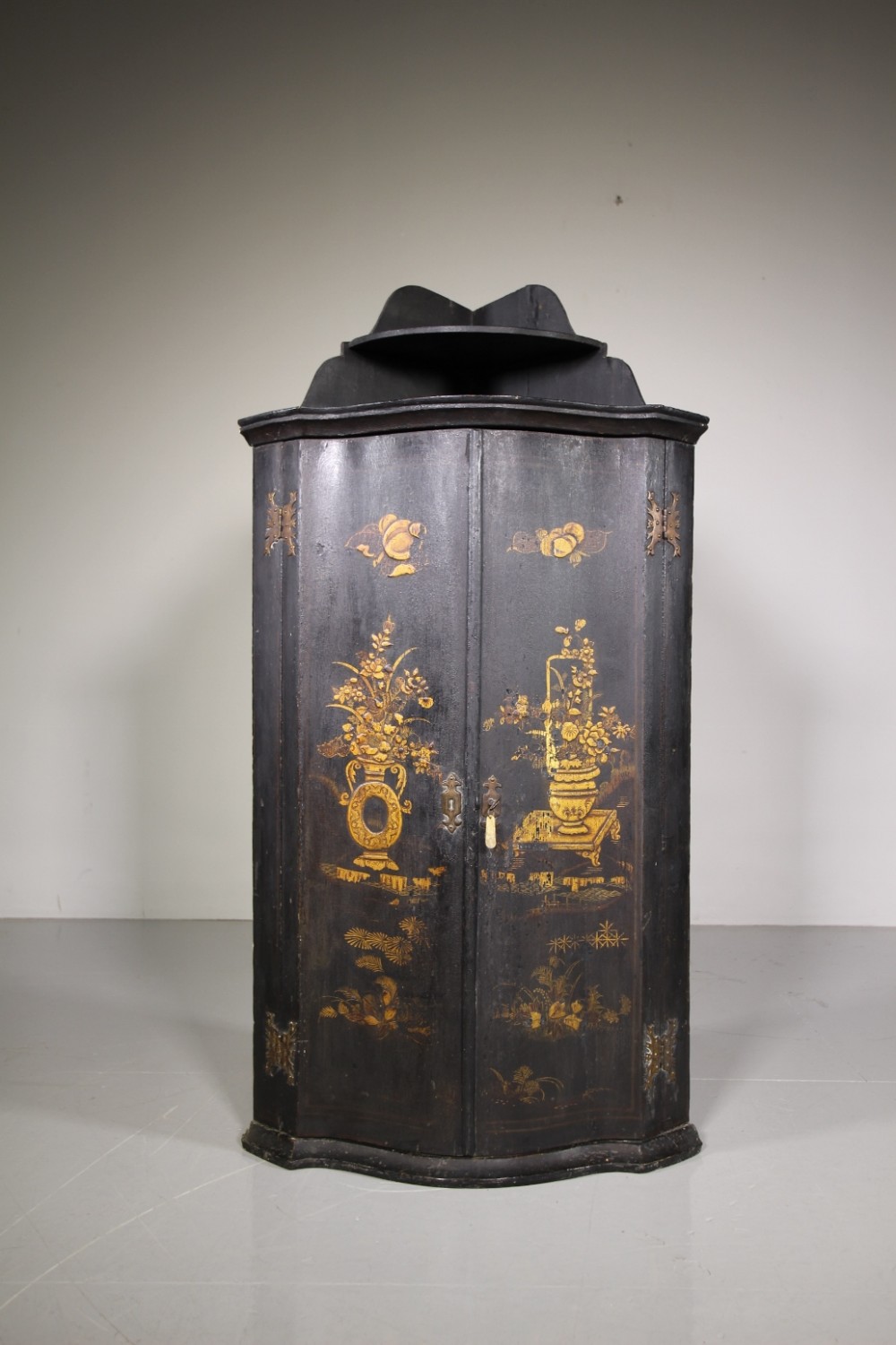18th Century Chinoiserie Decorated Antique Wall Cupboard