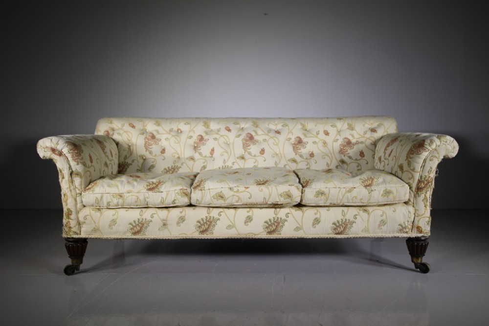 Fabulous Large Scale English Antique Upholstered Sofa- Gillows Quality