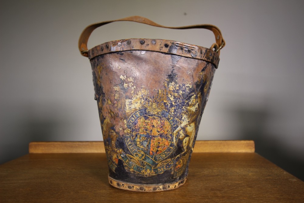 English 19th Century Antique Leather Fire Bucket