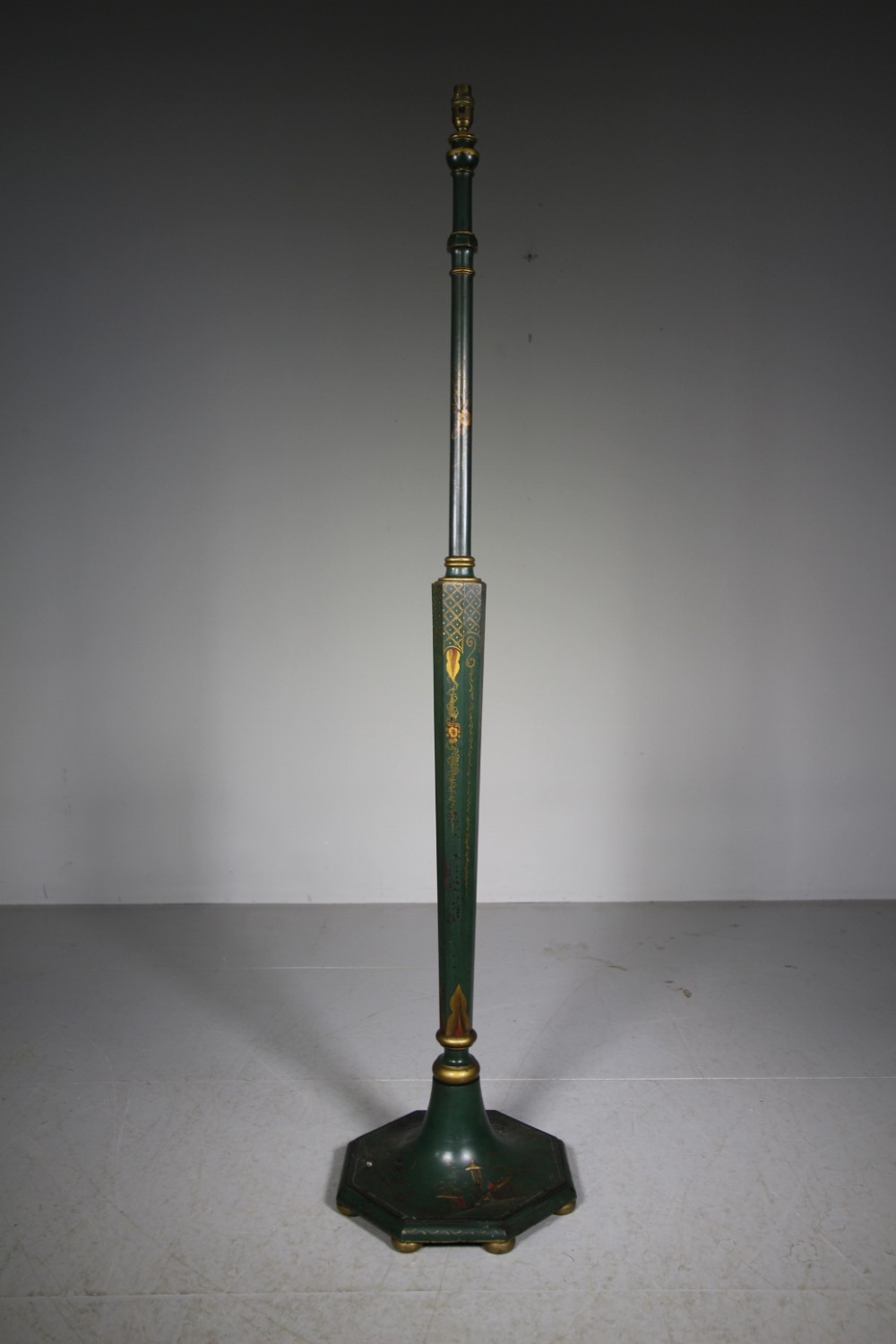 Edwardian Antique Octagonal Green Chinoiserie Floor Lamp – Rewired