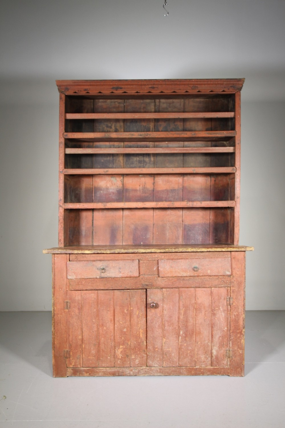 Early 19th Century Antique Irish Original Red Painted Pine Dresser
