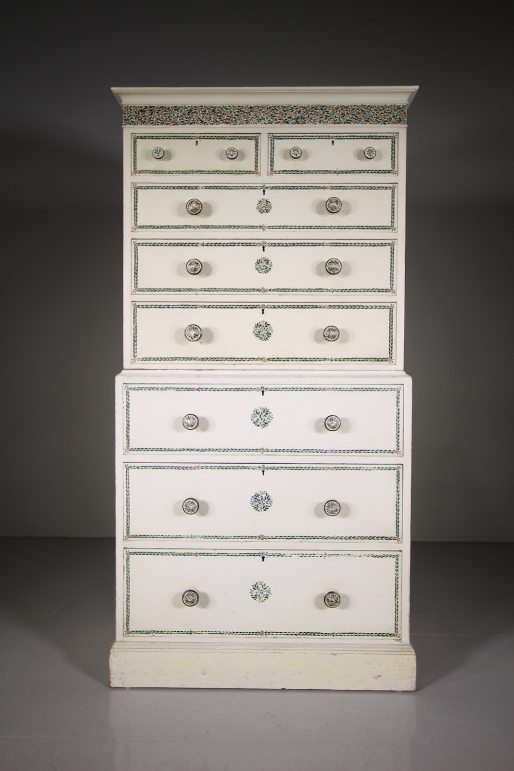 Very Rare Unique Heals Antique Chest on Chest in Original Paint