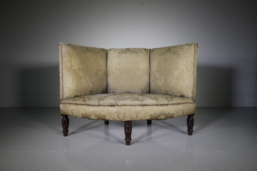 English Antique Upholstered Antique Banquette Sofa
