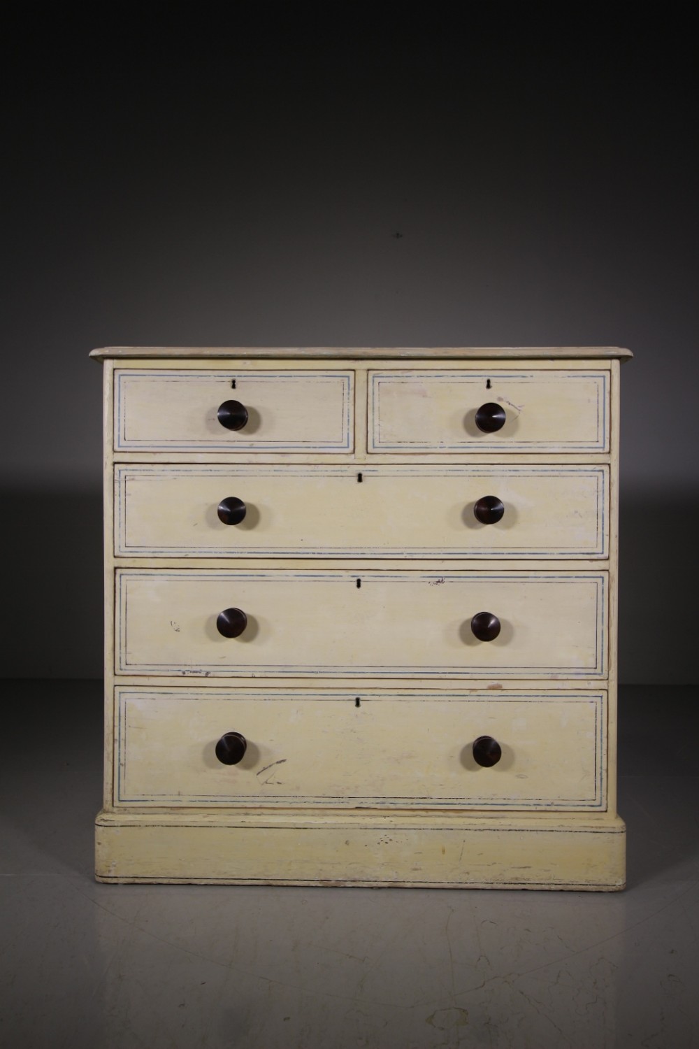English Original Painted Pine Antique Chest of Drawers