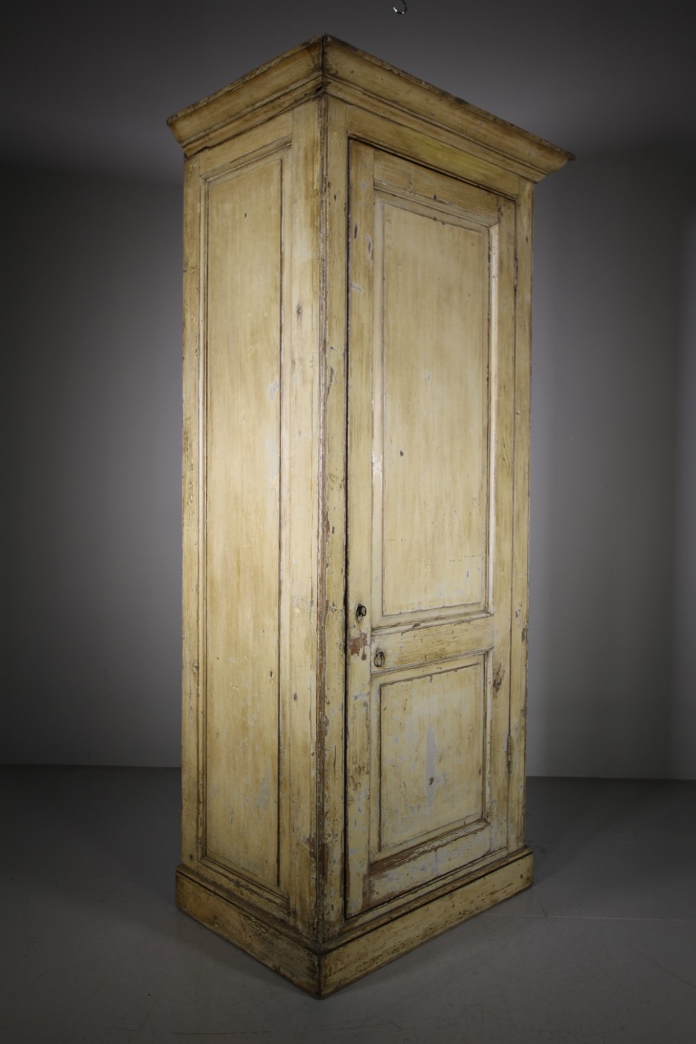 English Tall 18th Century Antique Painted Pine Cupboard
