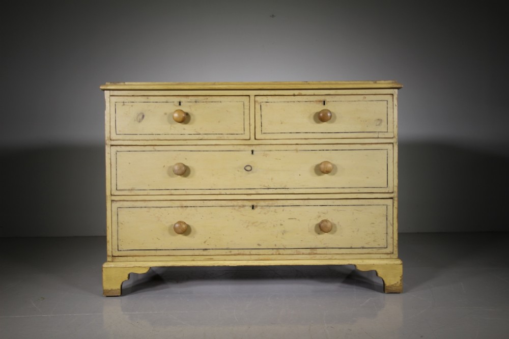 Early 19th Century Original Antique Painted Pine Chest of Drawers