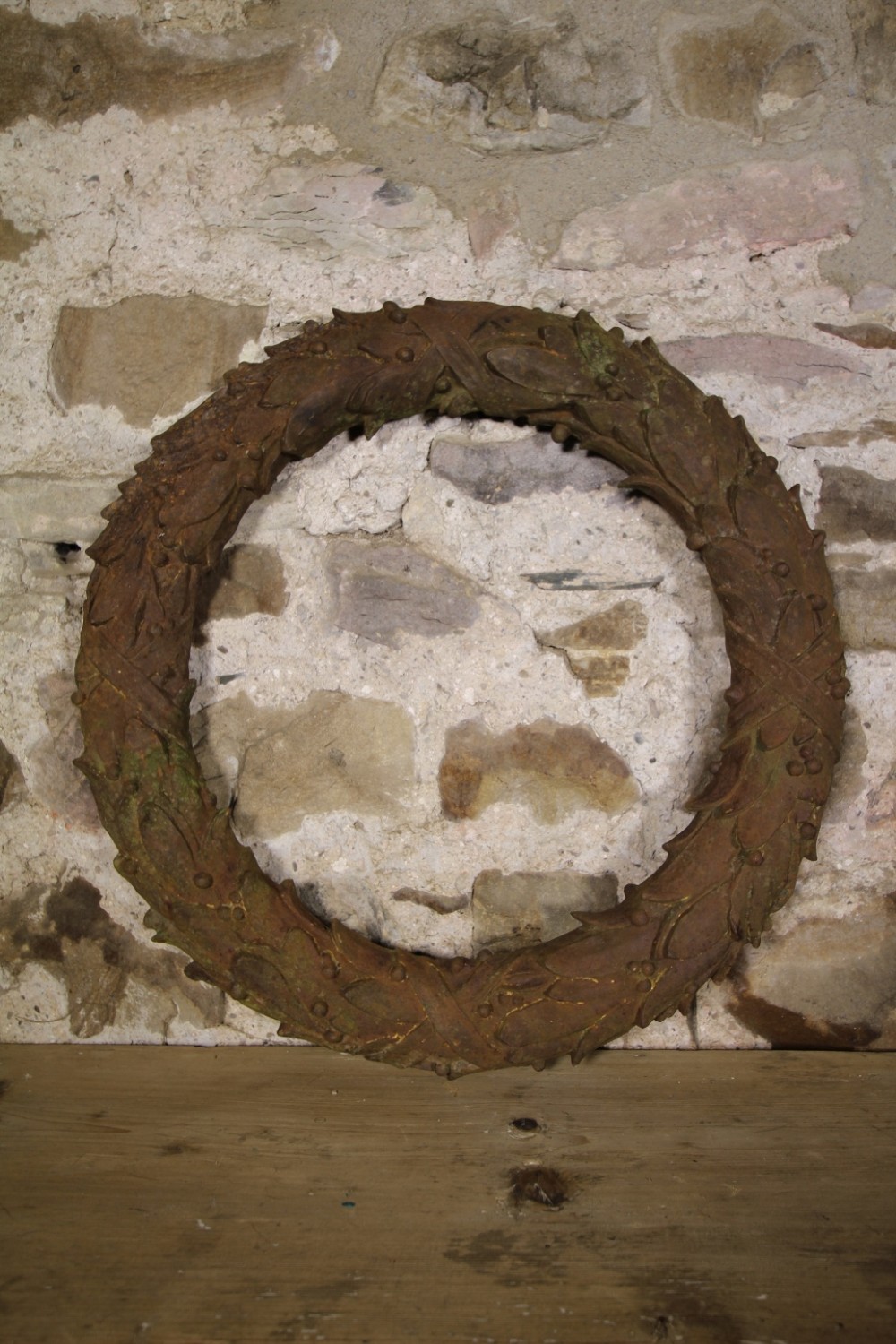 English 19th Century Antique Cast Iron Laurel Surround