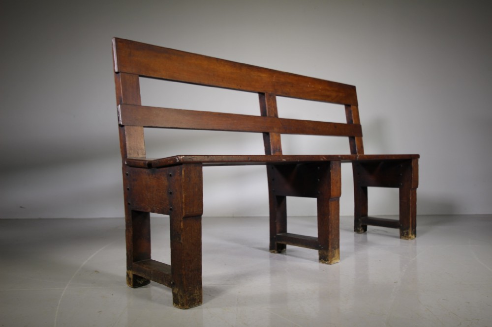 English Edwardian Antique Teak Bench Seat