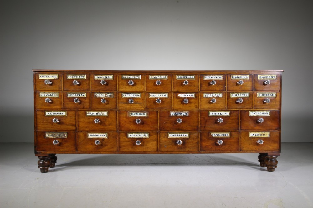 Wonderful English Antique Mahogany Apothecary Drug Run