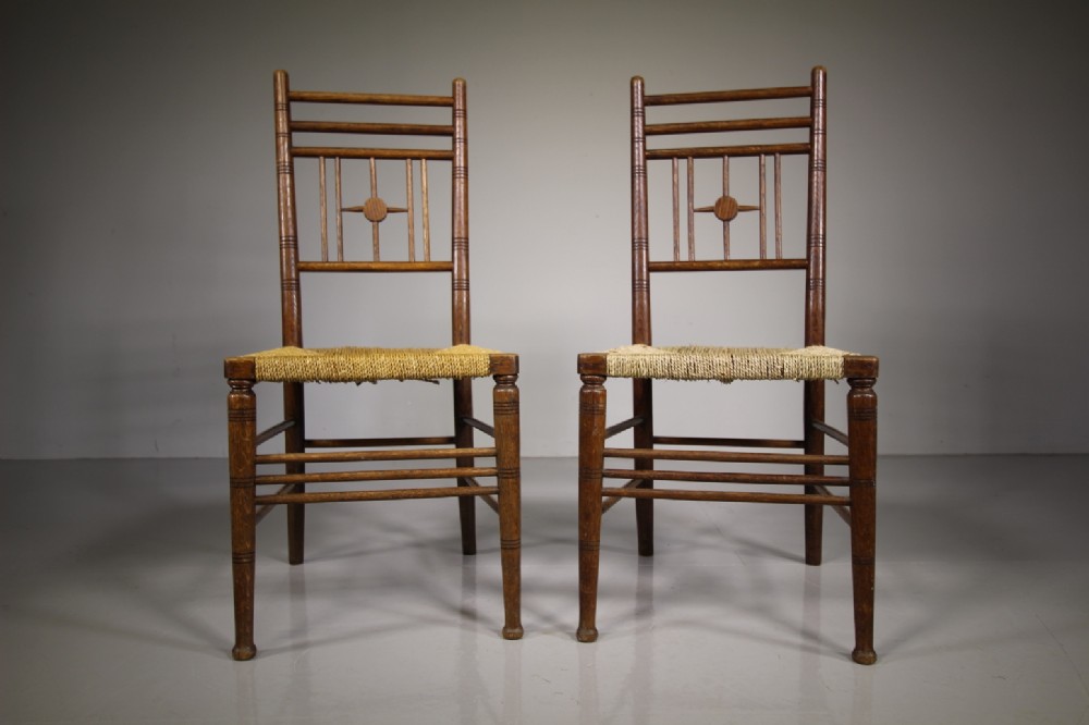 Pair Antique Morris & Co Chairs by Ford Maddox Brown