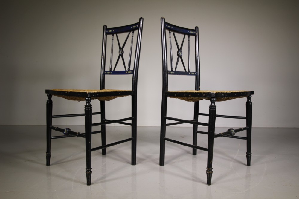 Rare Pair of Heals Antique Chairs in Original Paint