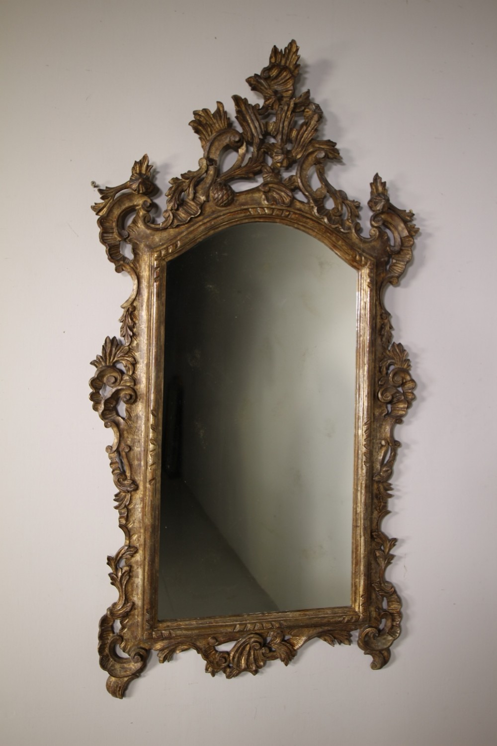 Decorative Large 19th Century Antique Carved Pine Wall Mirror 