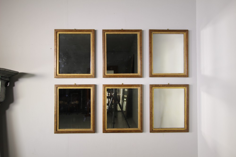 Set of Six English 19th Century Antique Oak Wall Mirrors View III