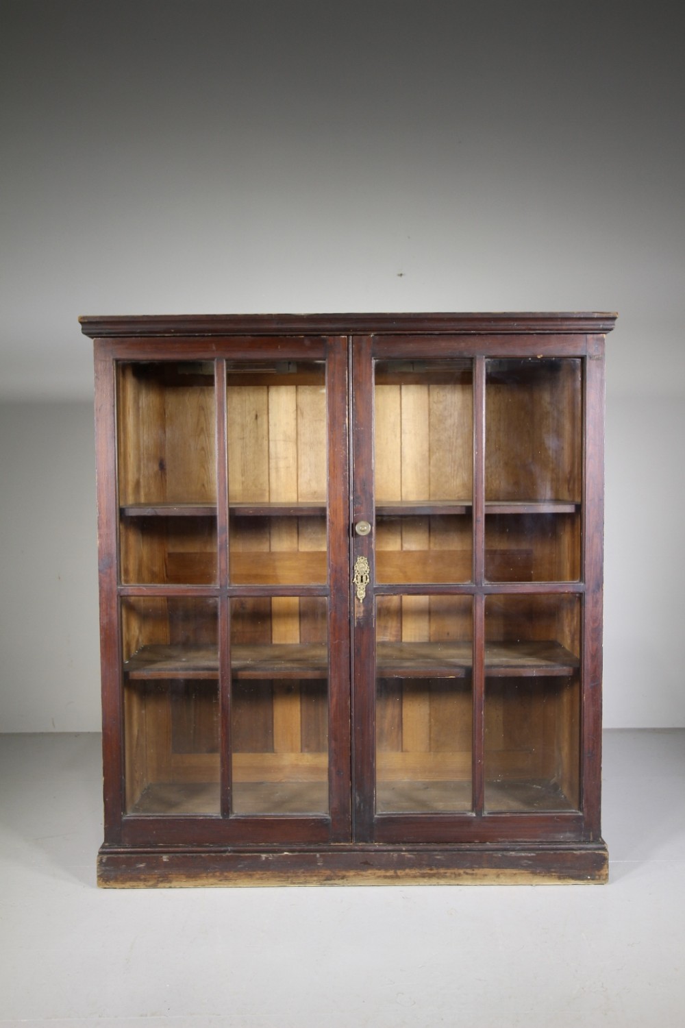 Original Painted Pine 19th Century Antique Glazed Cupboard