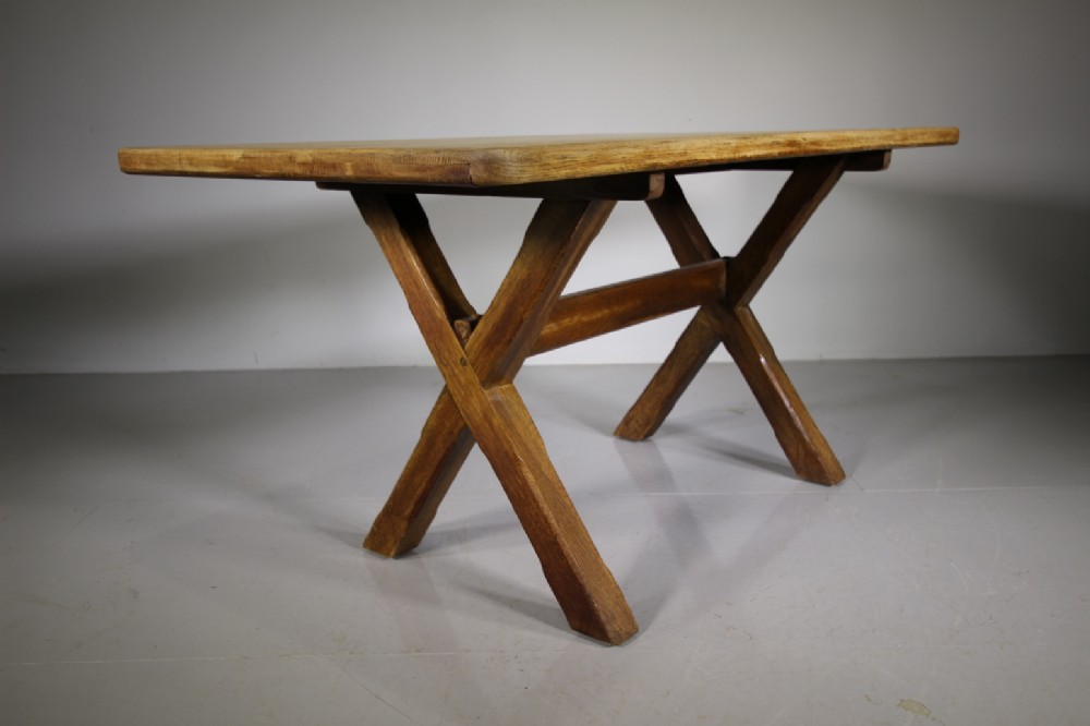 Heals of London 1930’s Oak X Frame Dining Table