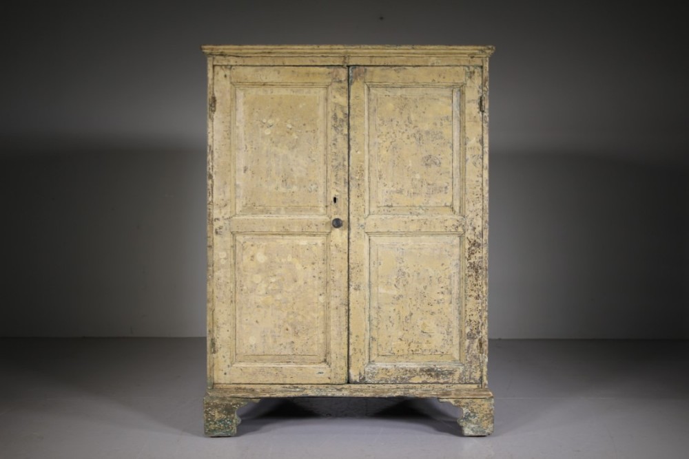 Fabulous Georgian Antique Pine Cupboard in Original Paint