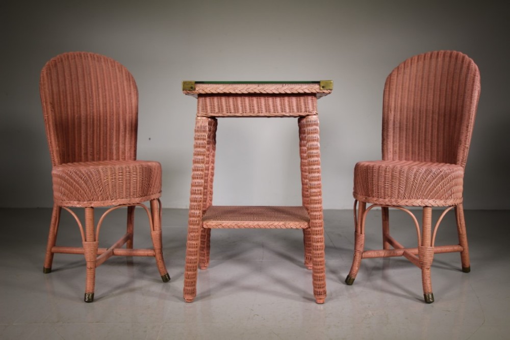 Pair Lloyd Loom 1920’s Chairs & Matching Table 