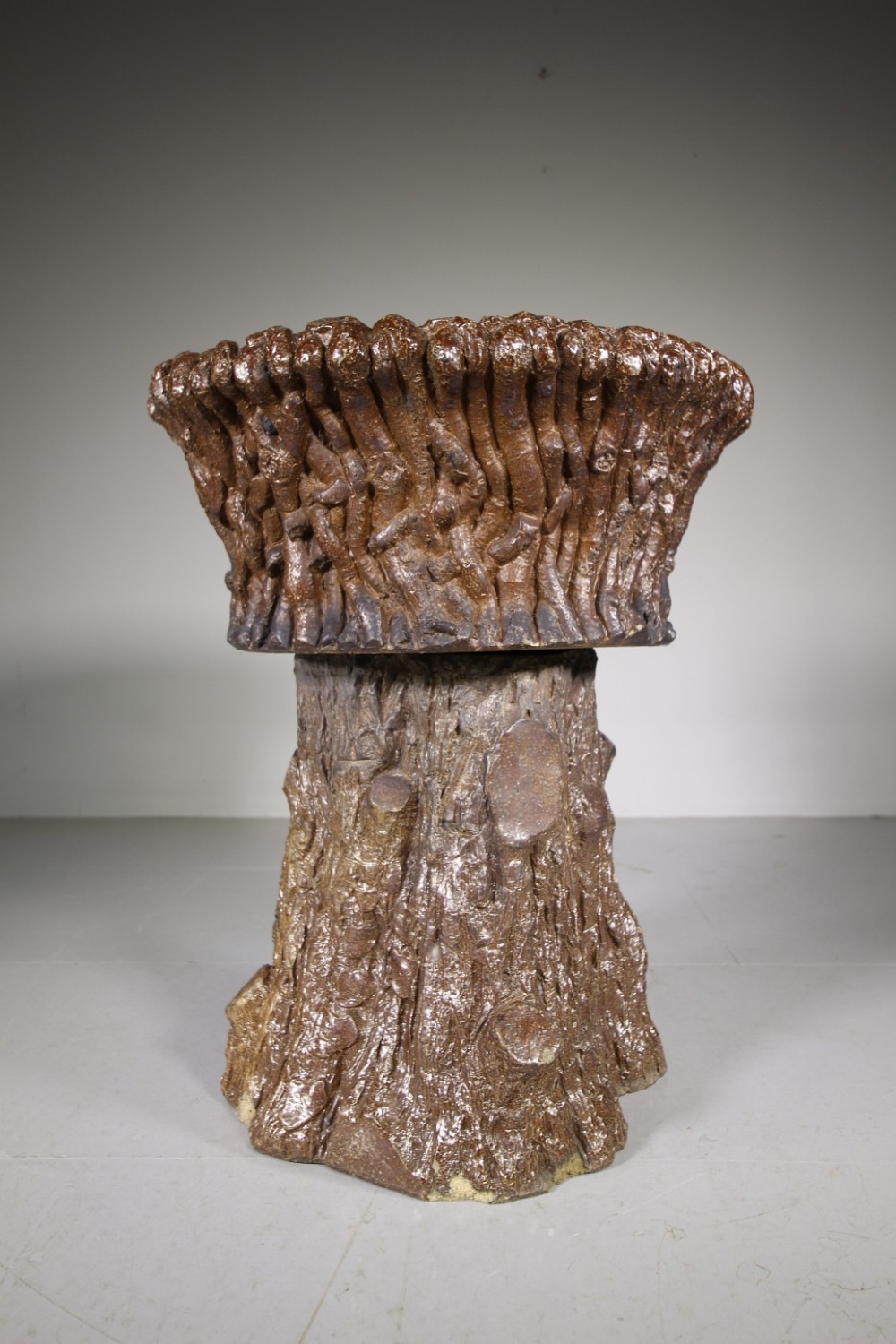 Large 19th Century Antique Rustic Garden Planter on Stand