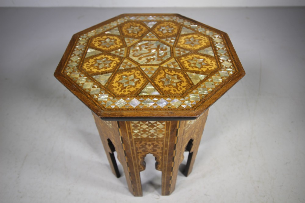 19th Century Moorish Antique Inlaid Side Table with Secret Compartment
