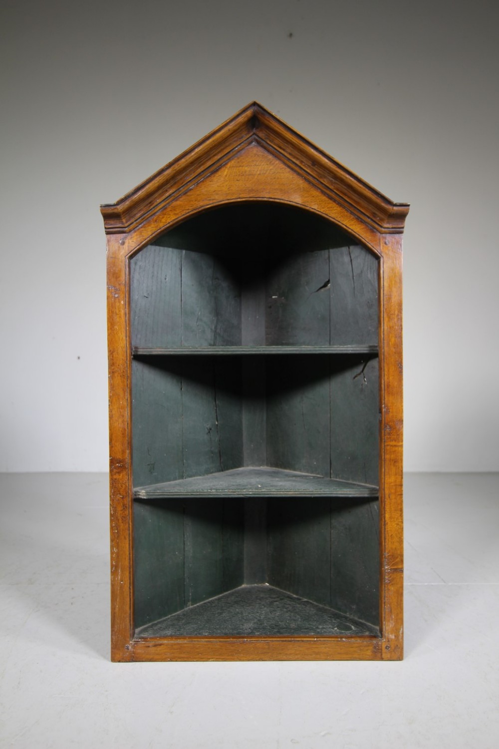 English 19th Century Antique Oak Wall Cupboard with Original Paint