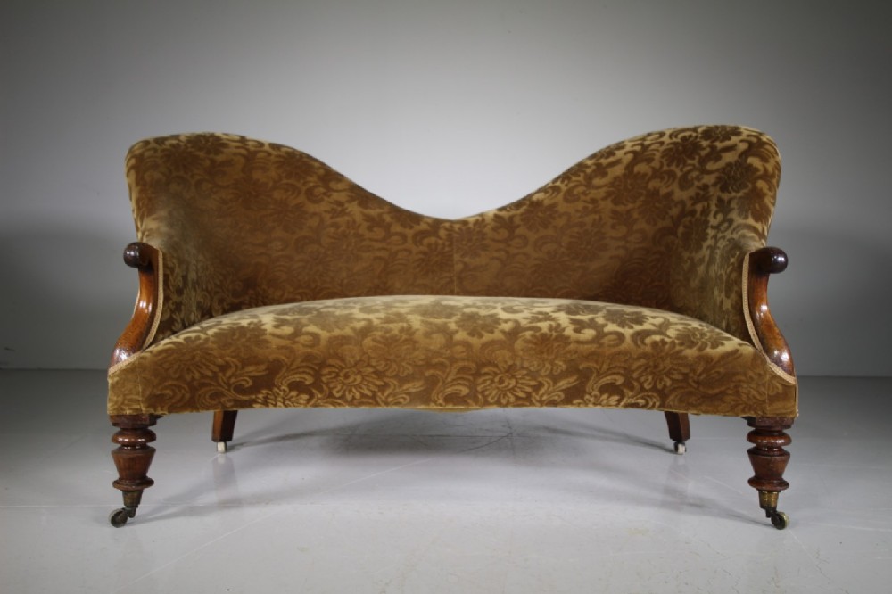 Very Shapely English 19th Century Antique Upholstered Sofa