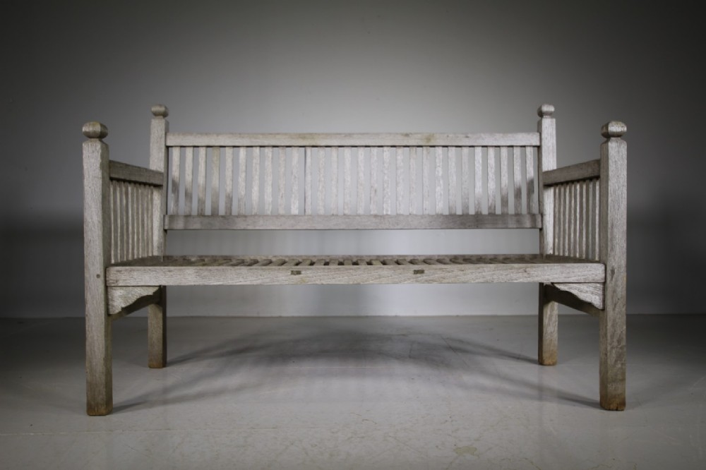Heals of London Edwardian Antique Teak Garden Bench Seat