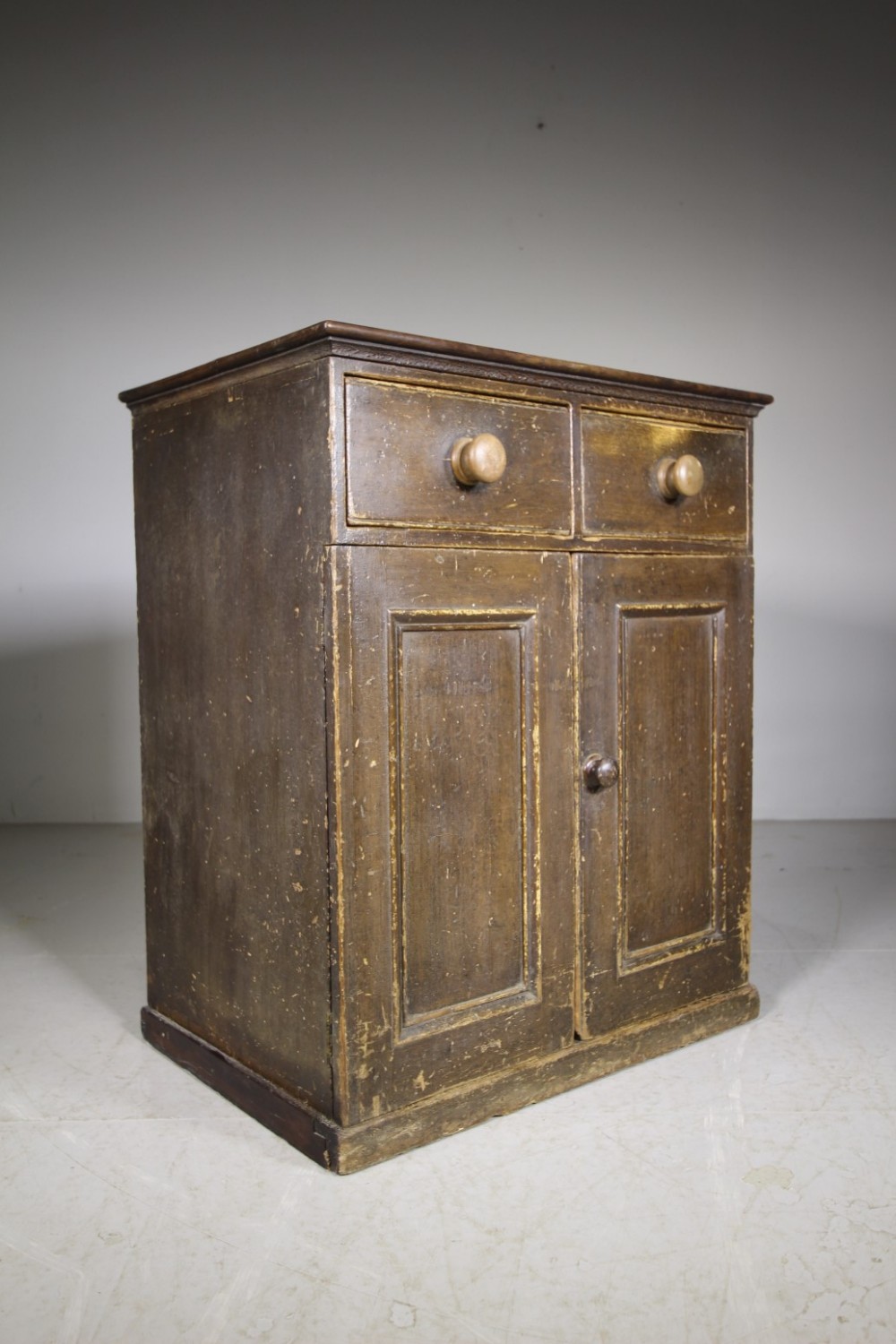 Georgian Original Painted Pine Antique English Cupboard 