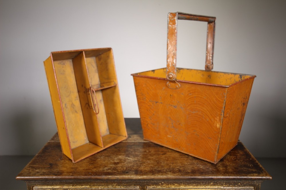 English Edwardian Antique Toleware Tin Housemaid’s Tidy