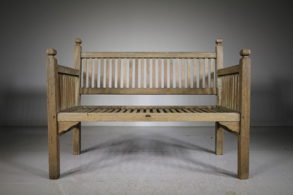 Heals of London Edwardian Antique Teak Garden Bench Seat