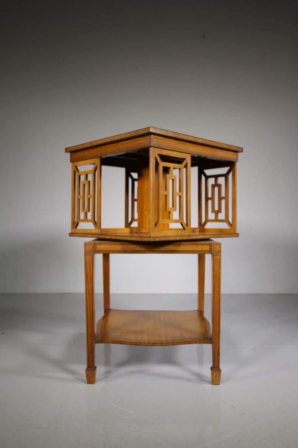 Quality English 19th Century Antique Satinwood Revolving Bookcase