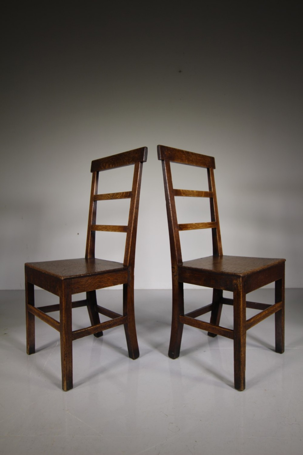 
Pair of 18th Century Antique Period Oak Back Chairs
