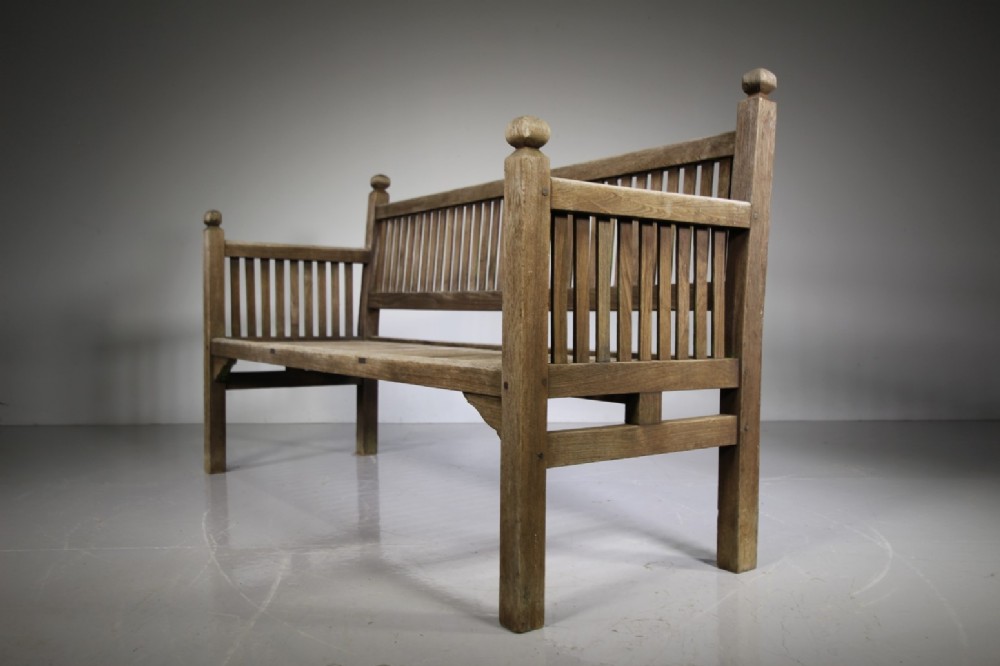 Large Heals Edwardian Antique Teak Garden Bench