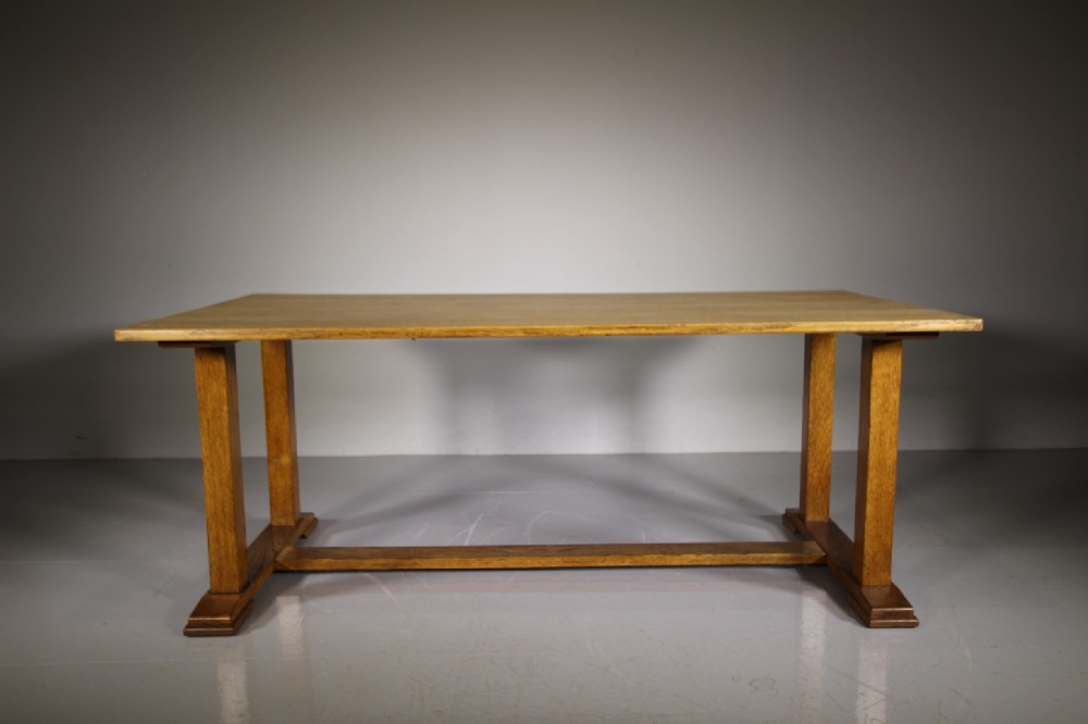 Large English Edwardian Antique Oak Refectory Dining Table