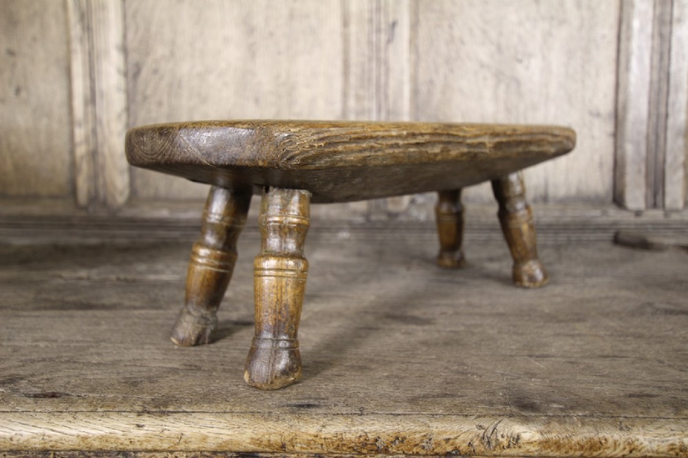English Long 18th Century Antique Thick Slab Top Stool 