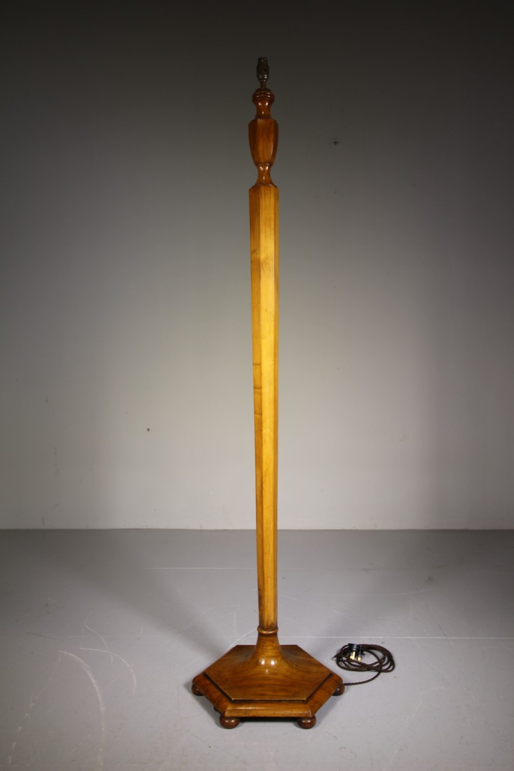 Heals Edwardian Antique Floor Lamp in Walnut – Rewired
