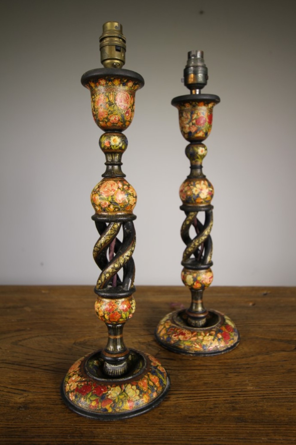 Pair of Decorative Kashmiri Antique Table Lamps