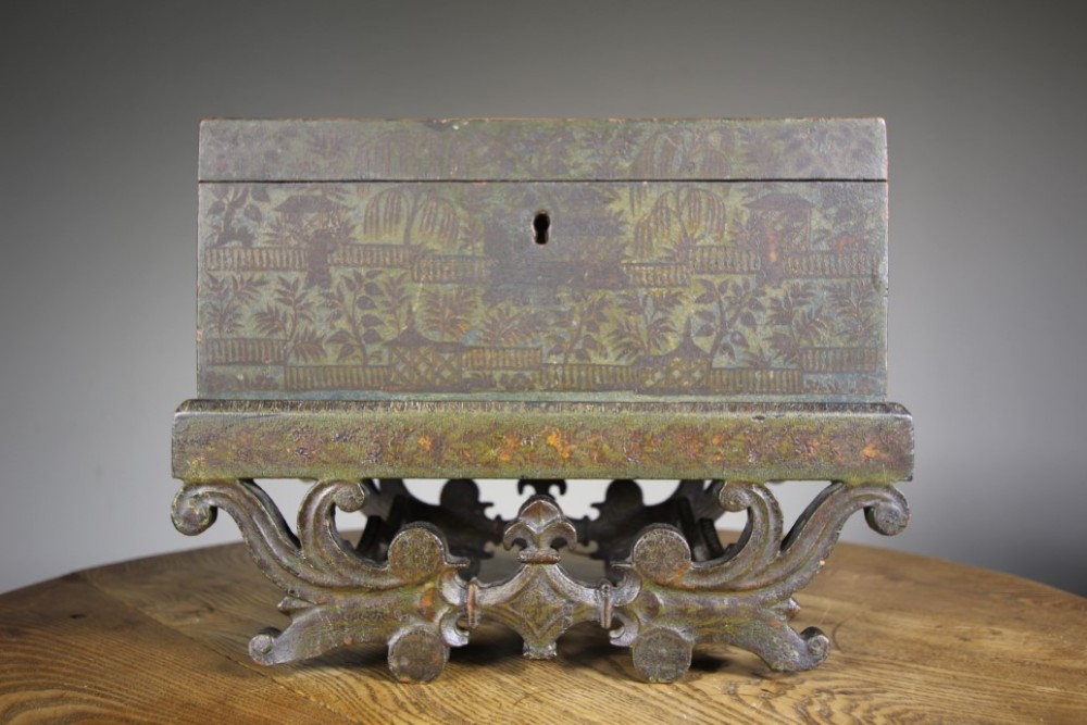 Regency Antique Chinoiserie Decorated Box on Stand