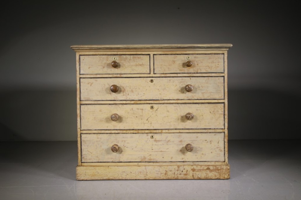 19th Century Original Painted Pine Antique Chest of Drawers