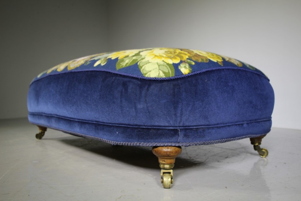 Large English 19th Century Antique Upholstered Ottoman