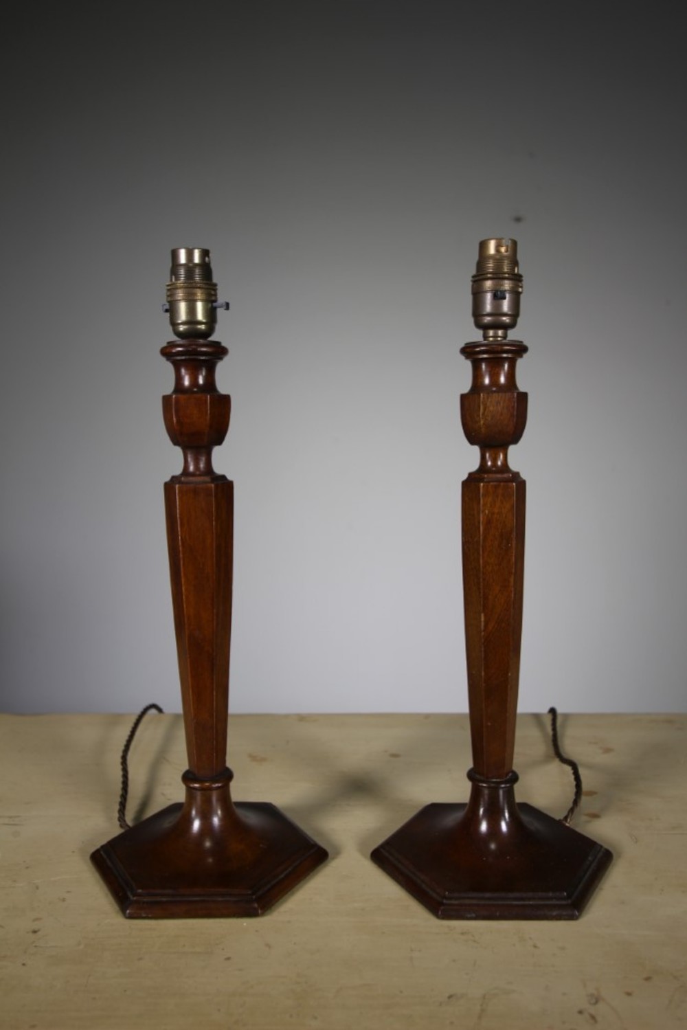 
Pair of Heals Antique Walnut Table Lamps
