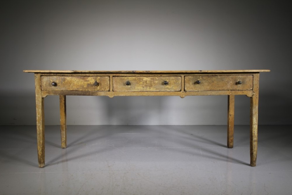 English 18th Century Original Painted Pine Antique Serving Table