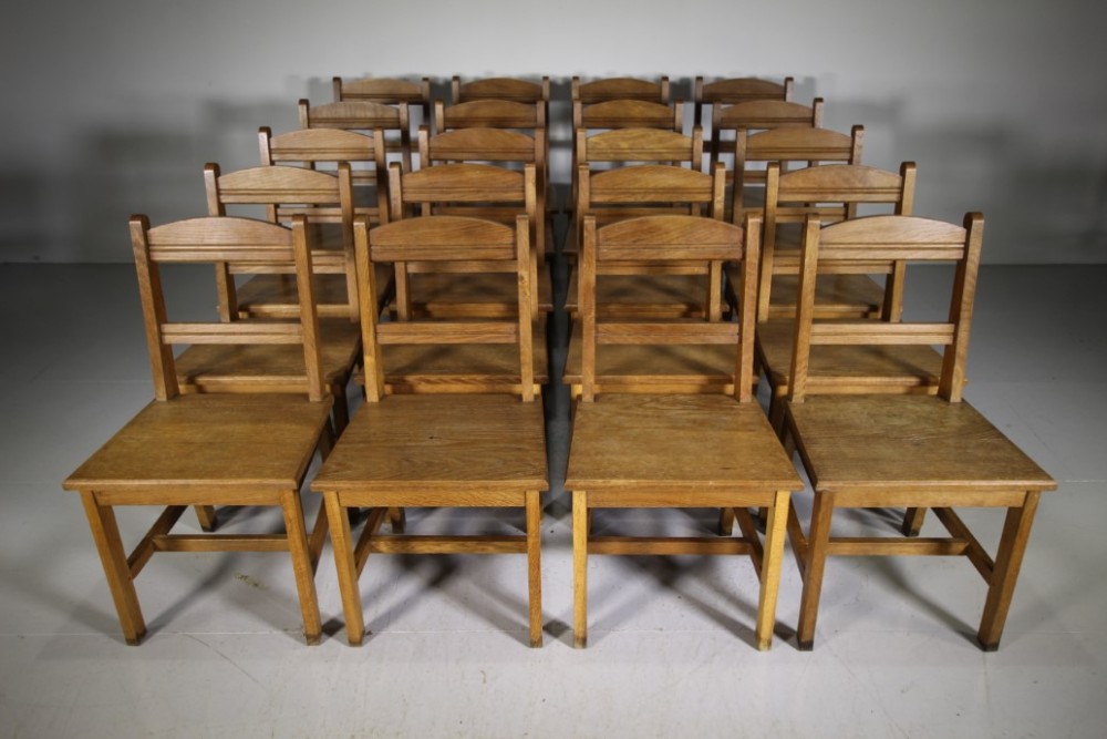 Set of Twenty 1930’s English Oak Dining Chairs