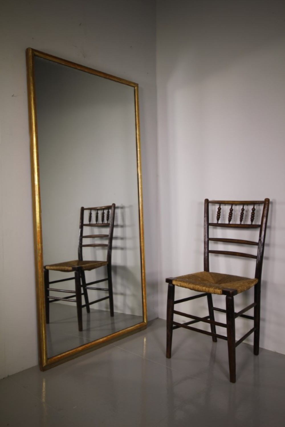 
Large & Simple 19th Century Antique Gilt Wall Mirror
