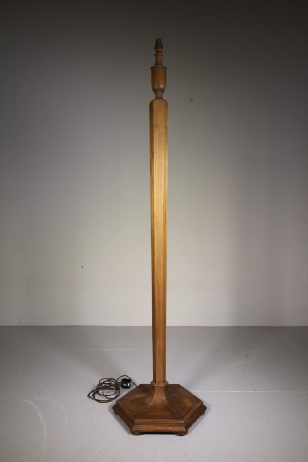 Heals Edwardian Antique Floor Lamp in Pale Walnut – Rewired