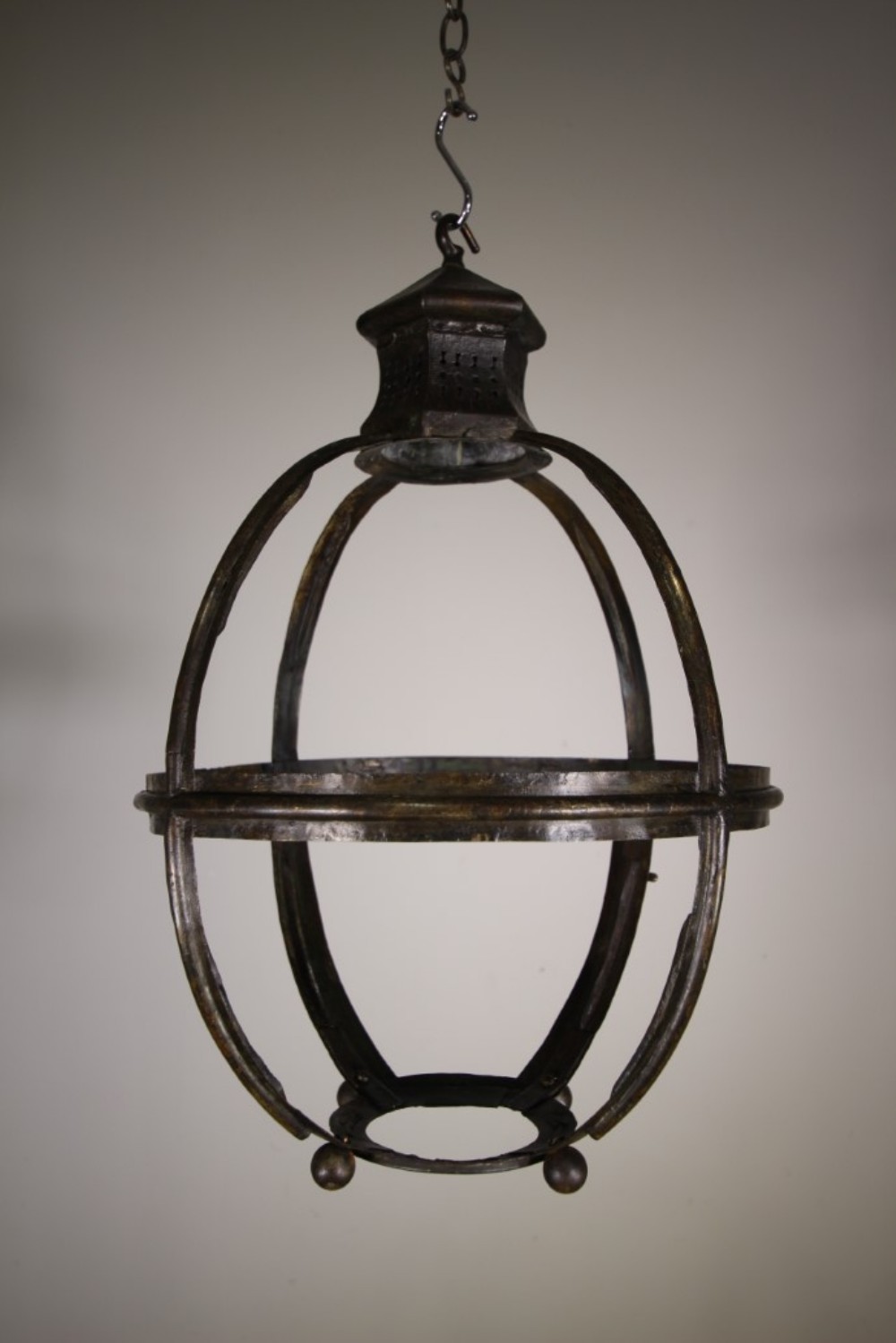 English 19th Century Antique Brass Globe Lantern