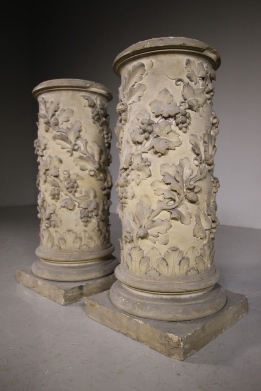 
Fabulous Pair of Early 19th Century Antique Carved Stone Columns
