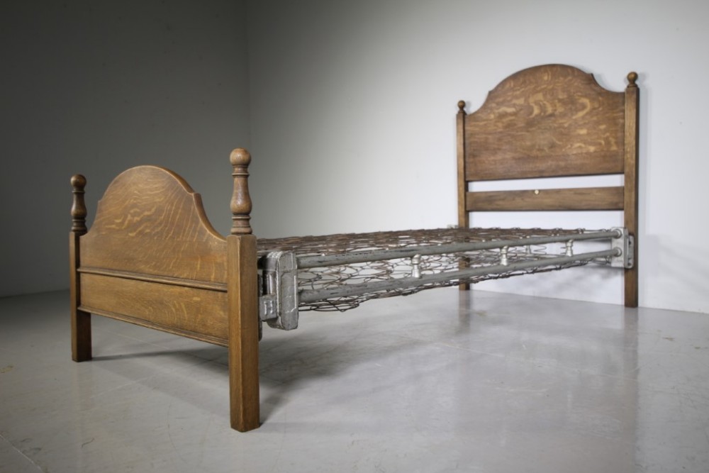 Heals Antique Oak Single Bed & Original Base