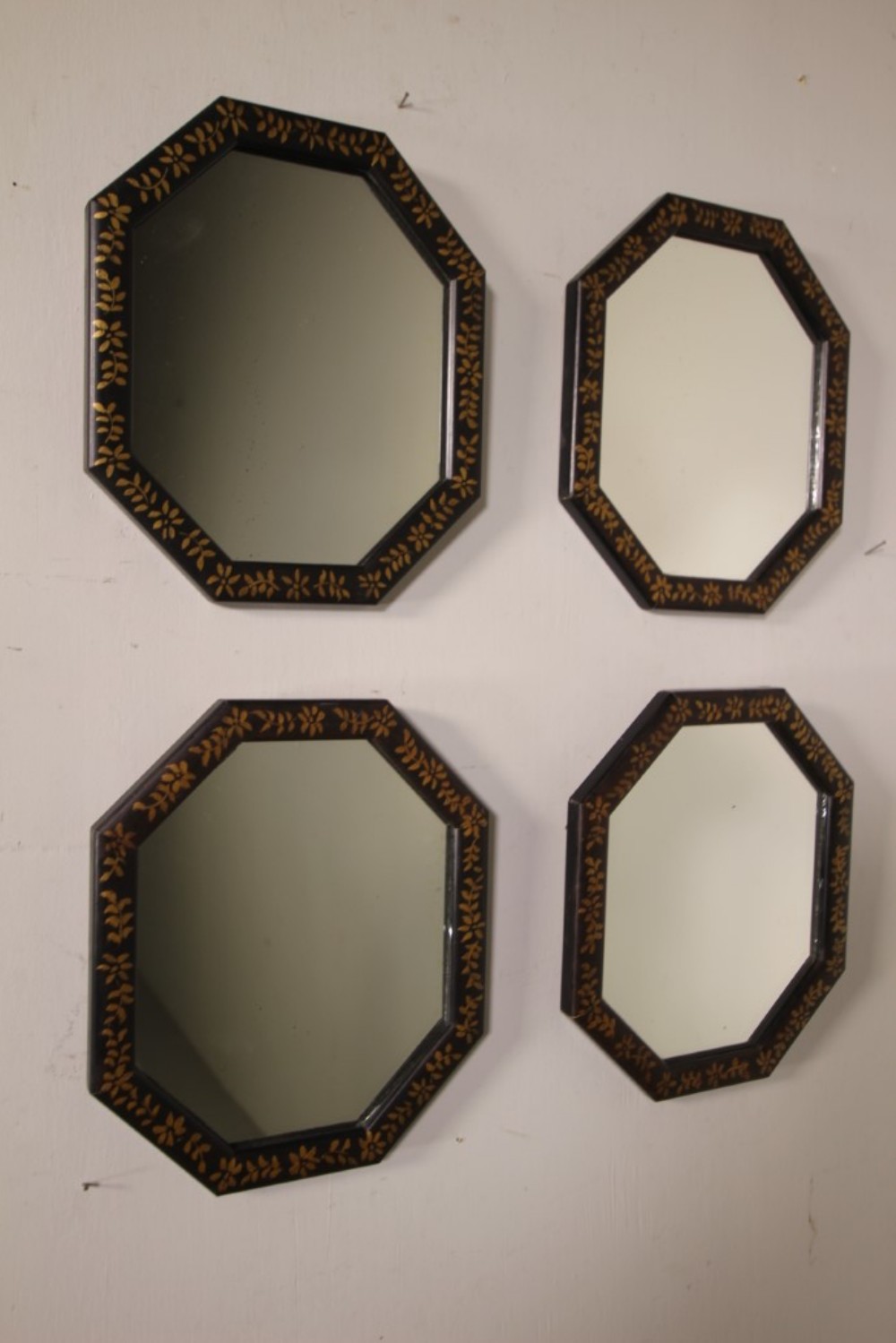 
Set of Four Antique Hand Painted Octagonal Wall Mirrors