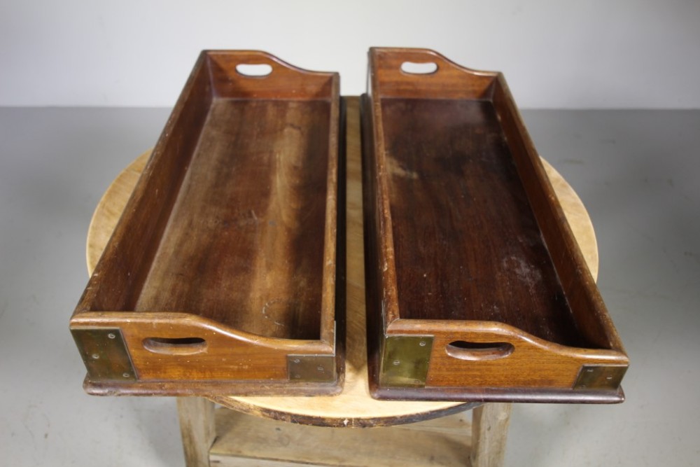 

Pair of 19th Century Antique Mahogany Library Book Troughs
